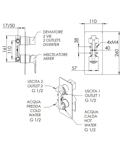 Смеситель для душа Remer Energy EY92 Хром