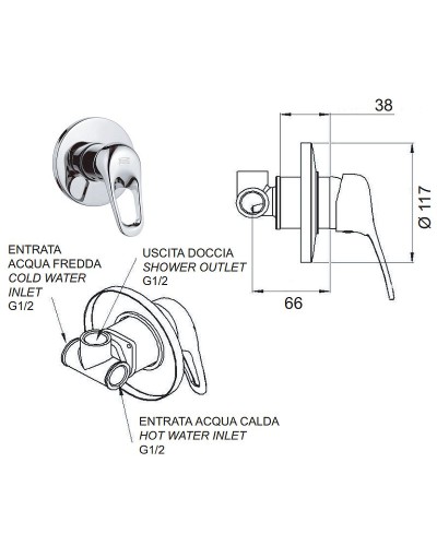 Смеситель для душа Remer Remix R30 Хром