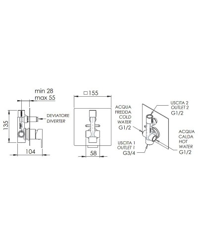 Смеситель для душа Remer Q-Design QD09 Хром