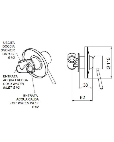 Смеситель для душа Remer Minimal N30L Хром