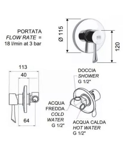 Смеситель для душа Remer Jazz J30 Хром