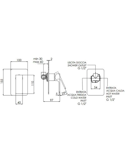 Смеситель для душа Remer Absolute AU30NO Черный матовый