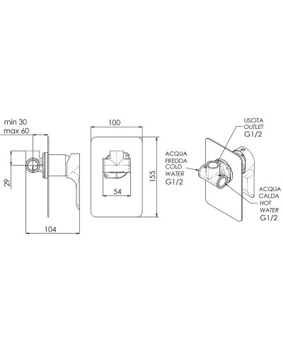 Смеситель для душа Remer Infinity I30NO Черный матовый