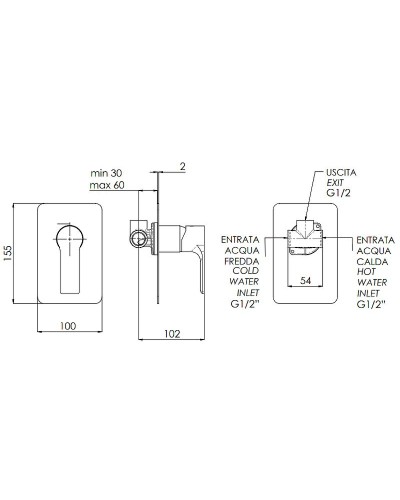 Смеситель для душа Remer Energy EY30L Хром