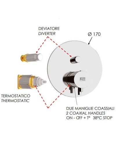 Смеситель для душа Remer Minimal Thermo NT09KB с термостатом Хром