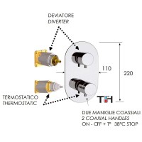 Смеситель для душа Remer Minimal Thermo NT92KBBO с термостатом Белый матовый