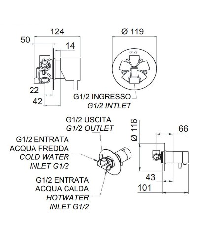 Смеситель для душа Remer Minimal Thermo NT94C с термостатом Хром