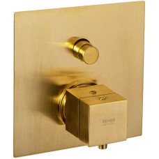 Смеситель для душа Remer Qubica Thermo QT09KBBG с термостатом Золото брашированное