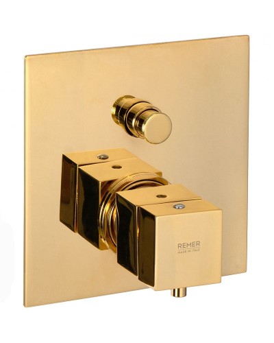 Смеситель для душа Remer Qubica Thermo QT09KBDO с термостатом Золото