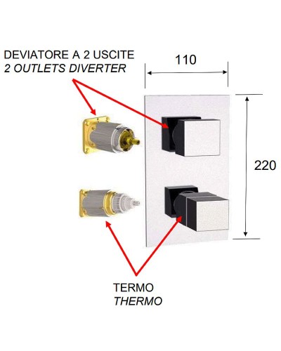 Смеситель для душа Remer Qubica Thermo QT92KBNO с термостатом Черный матовый