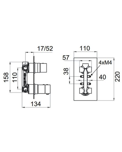 Смеситель для душа Remer Qubica Thermo QT93 с термостатом Хром
