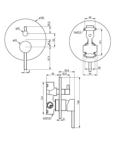 Смеситель для душа Damixa Scandinavian Pure 367100300 Черный матовый