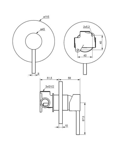 Смеситель для душа Damixa Scandinavian Pure 367500300 Черный матовый