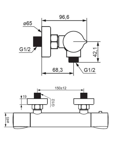 Смеситель для душа Damixa Scandinavian Pure 366000300 с термостатом Черный матовый