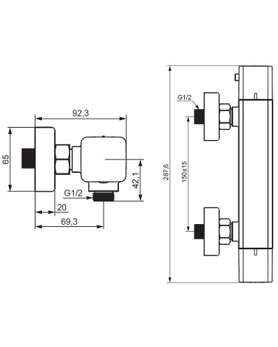 Смеситель для душа Damixa Gala 536000300 с термостатом Черный матовый
