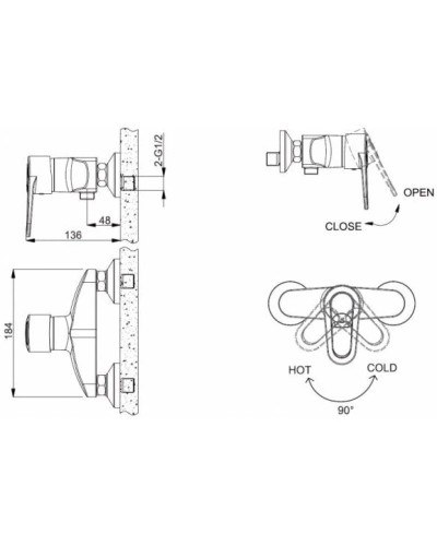 Смеситель для душа Bravat Loop F9124182CP-01-RUS
