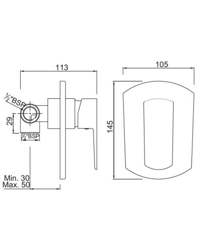 Смеситель для душа Jaquar Kubix Prime KUP-CHR-35229PM