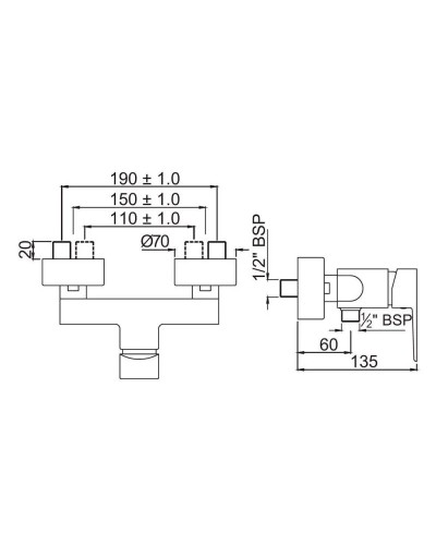 Смеситель для душа Jaquar Kubix Prime KUP-CHR-35149PM