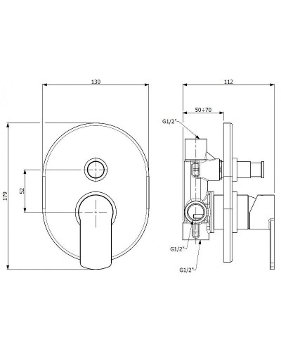 Смеситель для душа Cezares Glam GLAM-VDIM-NOP Черный матовый