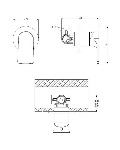 Смеситель для душа Cezares Lagos LAGOS-DIM-NOP Черный матовый