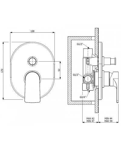 Смеситель для душа Cezares Lagos LAGOS-VDIM-NOP Черный матовый