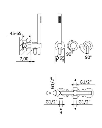 Смеситель для душа Cezares Leaf LEAF-DIM3-D-L-01 Хром