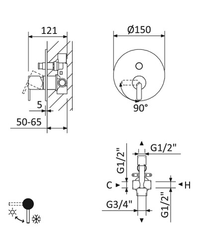 Смеситель для душа Cezares Leaf LEAF-VDIM-L-01 Хром