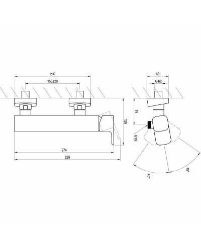 Смеситель для душа Ravak 10° TD 032.00/150 X070066 Хром