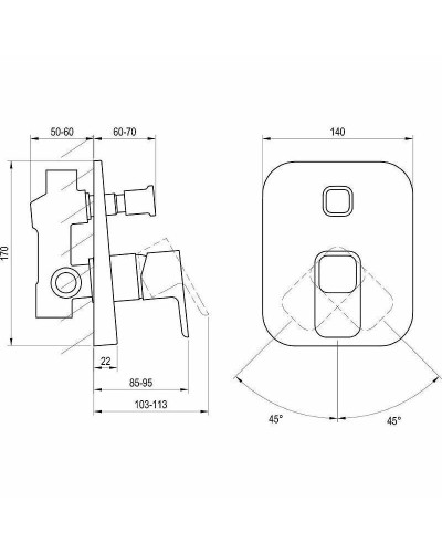 Смеситель для душа Ravak 10° TD 061.00 X070068 Хром