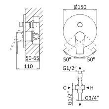 Смеситель для душа Cezares Nautic NAUTIC-VDIM-BIO Белый матовый