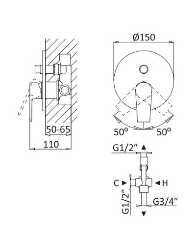 Смеситель для душа Cezares Nautic NAUTIC-VDIM-BIO Белый матовый