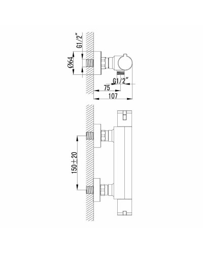 Смеситель для душа Lemark Yeti LM7833C с термостатом Хром