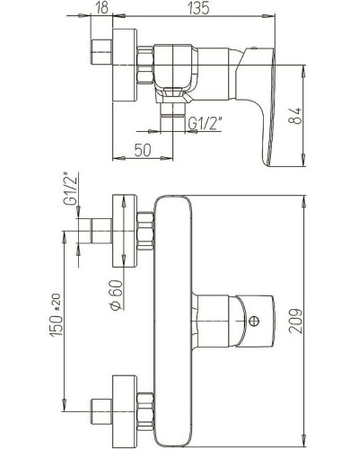 Смеситель для душа Paini Parallel 47CR511LMKM Хром