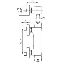 Смеситель для душа Paini Lady 89YO511TH с термостатом Черный матовый Хром