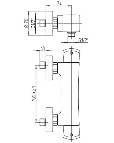 Смеситель для душа Paini Lady 89YO511TH с термостатом Черный матовый Хром