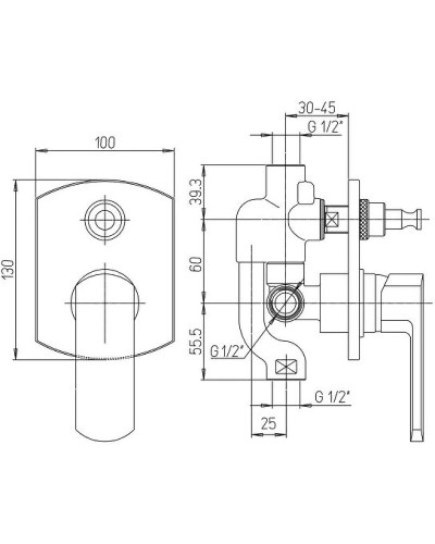 Смеситель для душа Paini F1 F1CR691 Хром