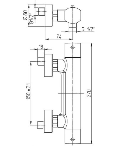 Смеситель для душа Paini Ovo 86CR511TH с термостатом Хром