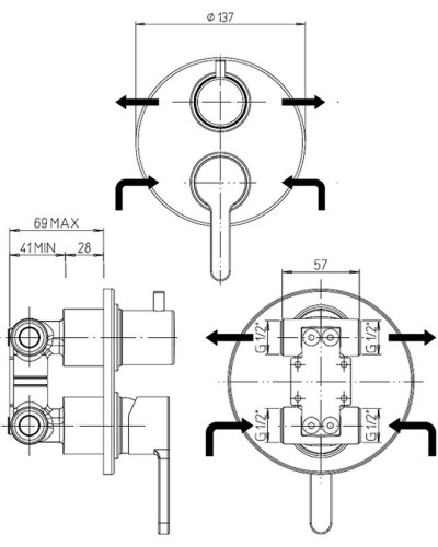 Смеситель для душа Paini Arena 92CR691FTKM Хром