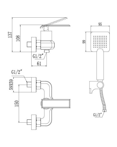 Смеситель для душа Savol 100 S-600107T