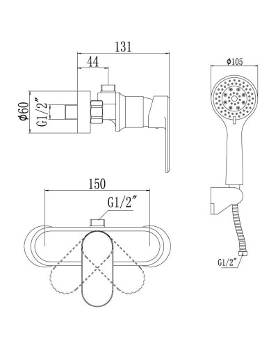 Смеситель для душа Savol 300 S-600305S