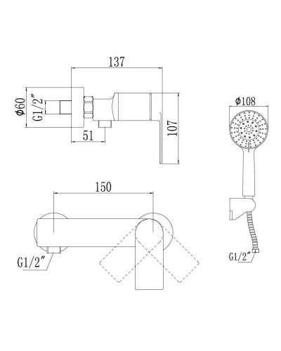 Смеситель для душа Savol 800 S-601815