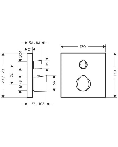 Термостат для душа Axor Starck Organic 12715000