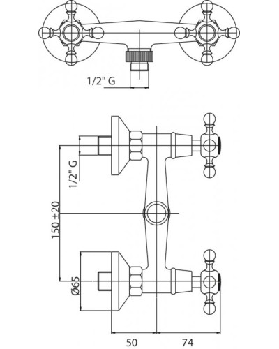 Смеситель для душа с ручным душем, шлангом 150 см и держателем CEZARES GOLF-D-02-Bi