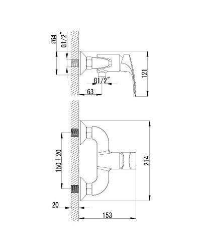 Смеситель для душа Lemark Plus Shape LM1703C Хром