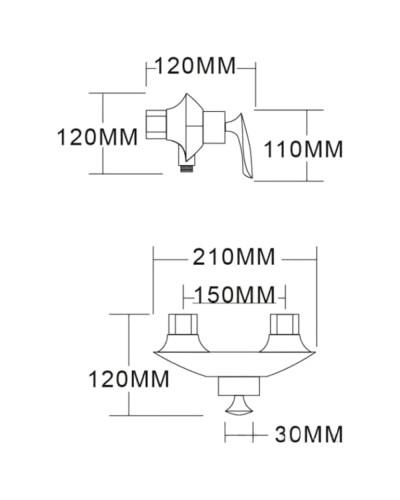 Смеситель для душа Felice 9080 B cromo bianco 12x21 см