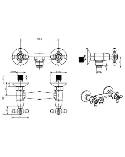 Смеситель для душа Boheme Royal Cristal 294-Royal/CRST black