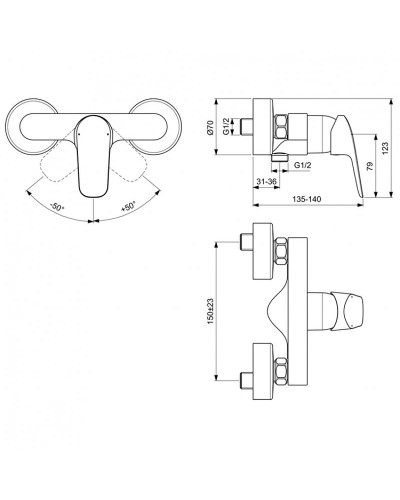 Смеситель для душа Ideal Standard Ceraflex B1720AA Хром