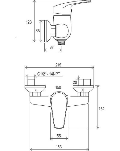 Смеситель для душа Ravak Neo NO 032.00/150 X070018 Хром