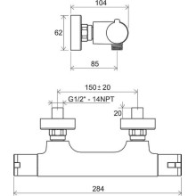Смеситель для душа Ravak Termo TE 032.00/150 X070034 с термостатом Хром