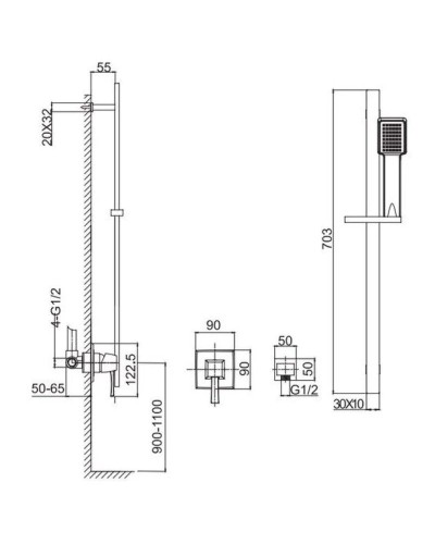 Смеситель для душа Caprigo Diamante 50-115-crm